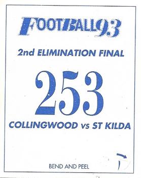 1993 Select AFL Stickers #253 2nd Elimination Final Back